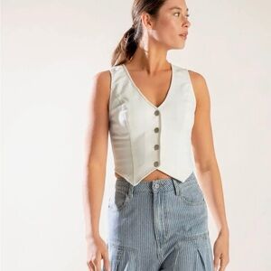 White Denim Vest